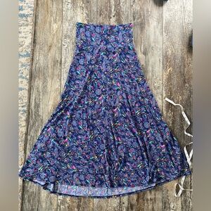 2 for $15 sale; Lularoe blue multi-color pastel feather gem print maxi skirt -